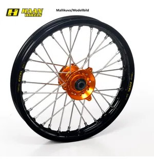 Haan wheel SX65 FRONT 02-24 17-1,40 BLACK RIM/ORANGE HUB kuva