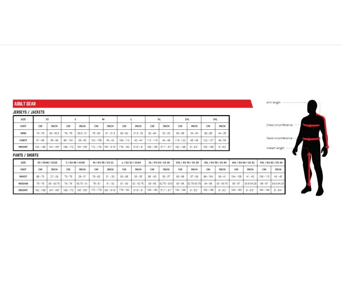 Leatt-Adult-Gear_Sizing Chart kuva