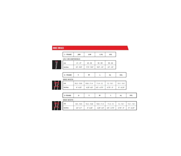 Leatt-Knee BRace_Sizing Chart kuva