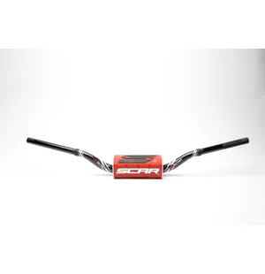 Scar Handlebar O² COLOR Ø28,6 (1 1/8”) - Yamaha YZ/YZF - BLACK Bar - RED Bar pad kuva