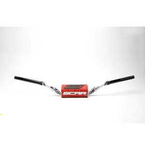 Scar Handlebar O² COLOR Ø28,6 (1 1/8”) - 65/85 High Mini RC - WHITE Bar - RED Ba kuva
