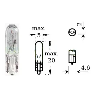 Polttimo 12v 1,2w w 2x4,6d kuva