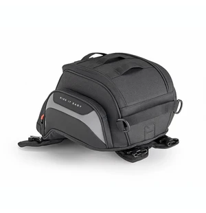 "Easy-T magnetisk tankväska, 12 liter<br>Tankväska som fästs med magneter och/eller remmar, utformad för att passa de kraftigt sluttande tankar som är typiska för maxienduro-motorcyklar. Den ger en nära passform mot fordonets form, mångsidighet och maxima kuva