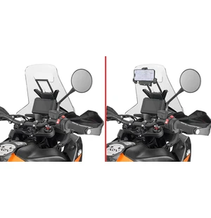 Fäste för övre kåpa som monteras bakom motorcykelns vindruta, diameter 12 mm. Fästet ger det stöd som behövs för att montera en hållare för navigator eller GPS-smartphone i bästa läge, dvs. ovanför instrumentpanelen, så att man slipper titta ner på enhete kuva