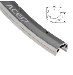 Fälg ALEX 26" 18-559. ACE 17. 36h. dubbelbottnad. CNC fräst. silver image