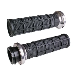 ODI Street V-TWIN Lock-On HART-LUCK Full-Waffle BLACK/Black/silver kuva