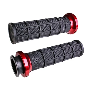 ODI Street V-TWIN Lock-On HART-LUCK Full-Waffle BLACK/Black/red kuva