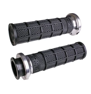 ODI Street V-TWIN Lock-On HART-LUCK Full-Waffle BLACK/Black/silver kuva