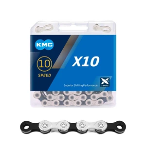 Ketju 10-v KMC X10 Silver/Black 1/2 x 11/128" 114L kuva
