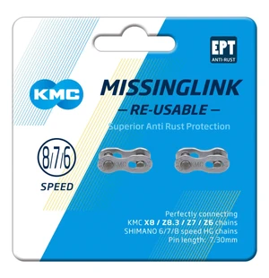 Ketjulukko KMC MissingLink 7/8-v EPT Silver 1/2x3/32" tappi 7.3mm 2kpl/pkt kuva