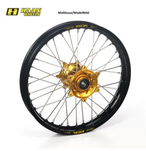 Haan wheel KTM EXC 17-5.00 GOLD HUB/BLACK RIM, SPOKES&NIPPLES w. cush kuva