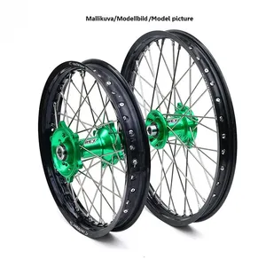 REX WHEELS 19-2,15 KX250/KXF450 03-.. MUSTA VANNE/VIHREÄ NAPA 25MM kuva