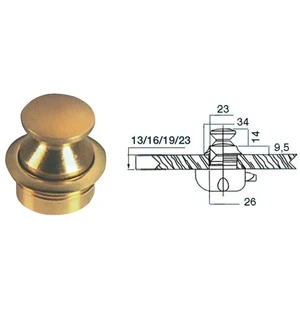 Polished brass knob 23 mm kuva