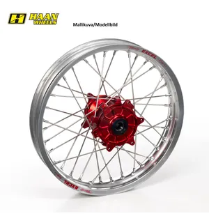 Haan wheel CRF450 13- 19-2,15 RED HUB/SILVER RIM/BLACK SPO/BLACK NIP kuva