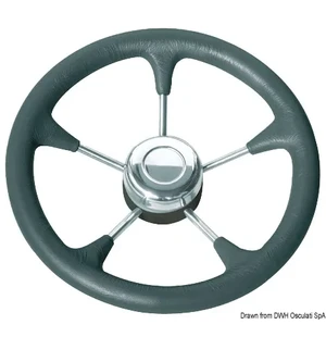 Polyurethane steer. wheel SS spokes Ø 280 mm black kuva