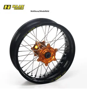 Haan wheel SX&SXF&EXC MODELS 03-15 17-3,50 BLACK RIM/ORANGE HUB/ORANGE NIPPLES kuva