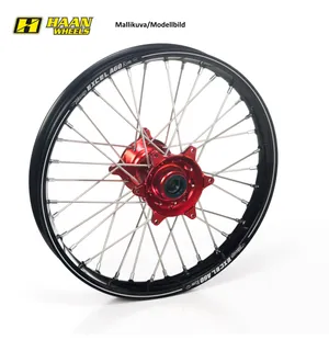 Haan wheel CRF250 14- 19-1,85 RED HUB/A60 RIM/BLACK SPOKES/RED NIPPLES kuva