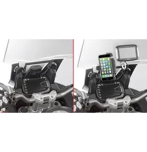 Fäste för övre kåpa som monteras bakom motorcykelns vindruta, diameter 12 mm. Fästet ger det stöd som behövs för att montera en hållare för navigator eller GPS-smartphone i bästa läge, dvs. ovanför instrumentpanelen, så att man slipper titta ner på enhete kuva
